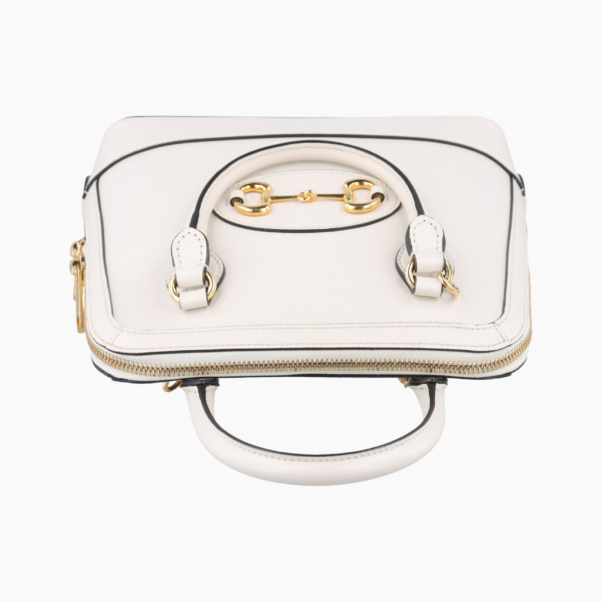 GUCCI Horsebit 1955 White Leather 621220F031970629 Shoulder Bag