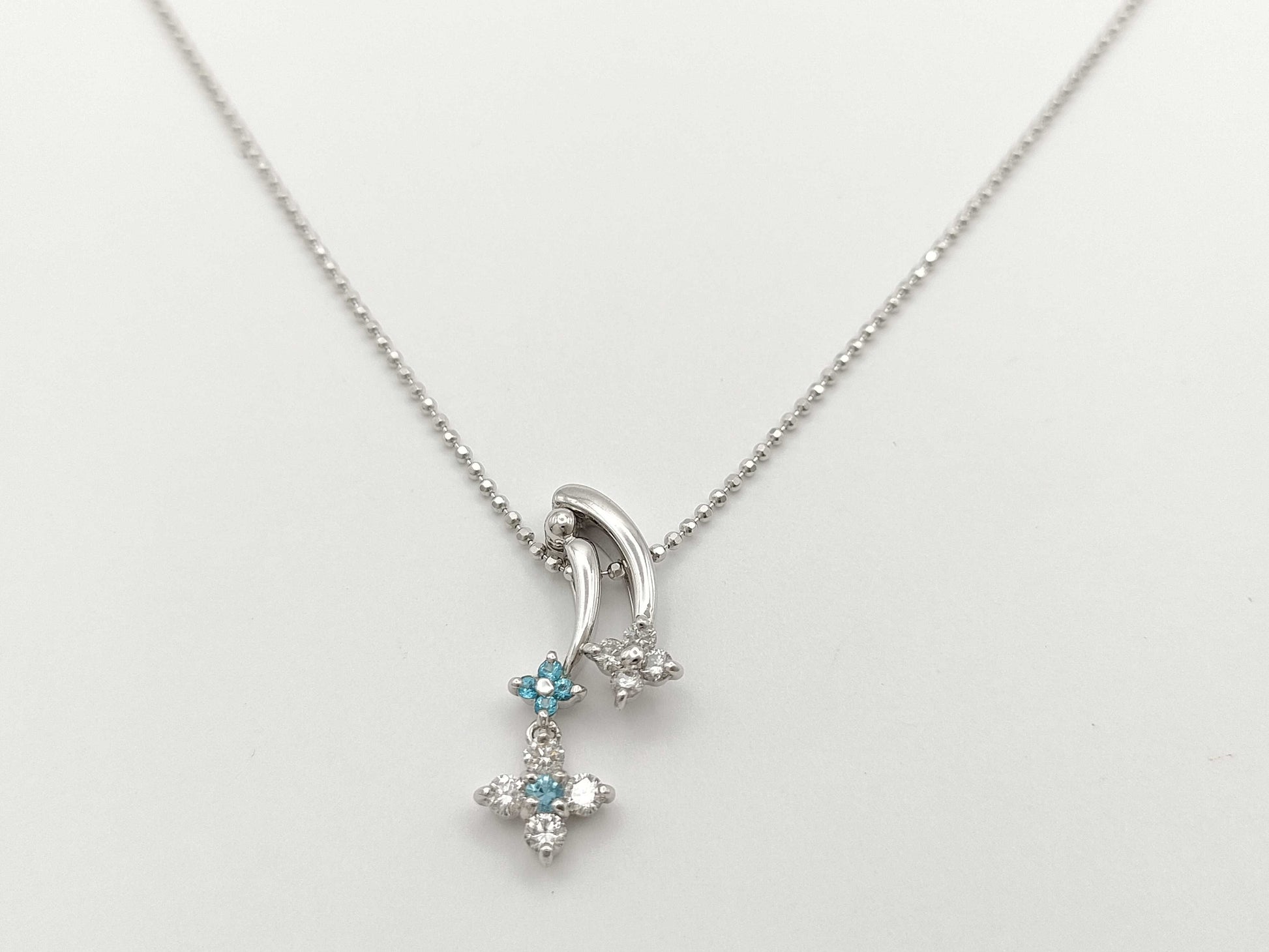 Paraiba tourmaline 0.05ct D0.24ct K18 4.0g necklace 
