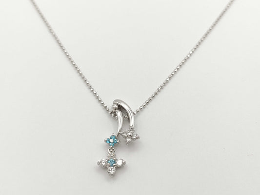 Paraiba tourmaline 0.05ct D0.24ct K18 4.0g necklace 