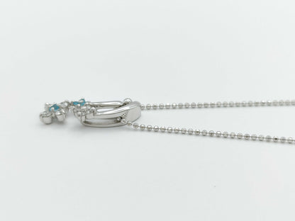 Paraiba tourmaline 0.05ct D0.24ct K18 4.0g necklace 
