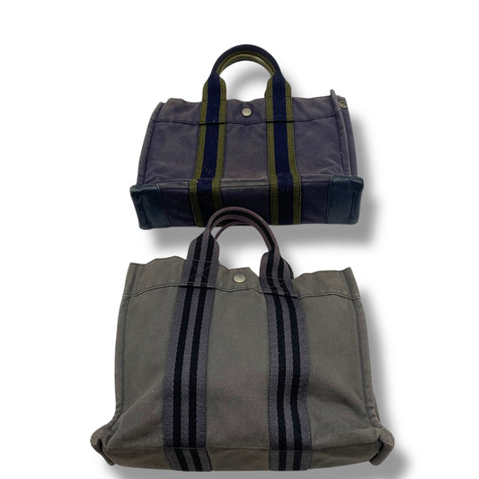 HERMES Foul Tou Canvas Handbag Set of 2