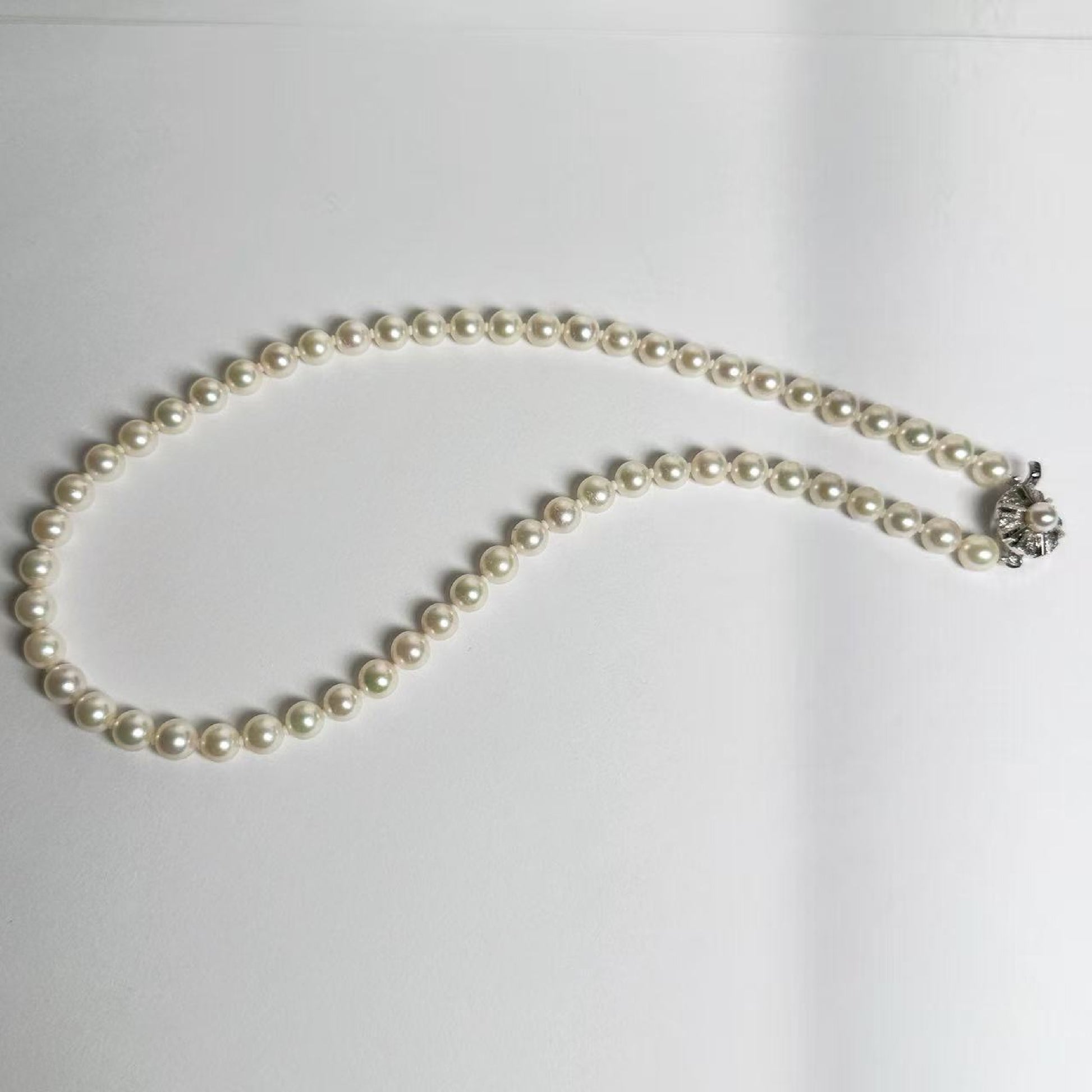 Pearl diameter: approximately 6.6mm-6.9mm, Sterling Silver, 27.1g, Necklace 