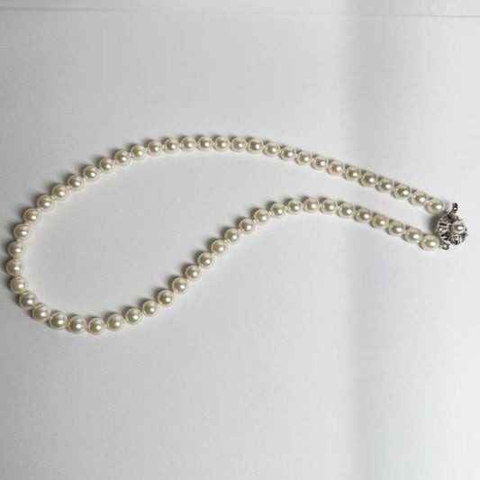 Pearl diameter: approximately 6.6mm-6.9mm, Sterling Silver, 27.1g, Necklace 