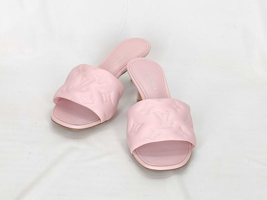 LOUIS VUITTON Revival Line Sandals Monogram Embossed Pink SW0291 34 1/2 Sandals