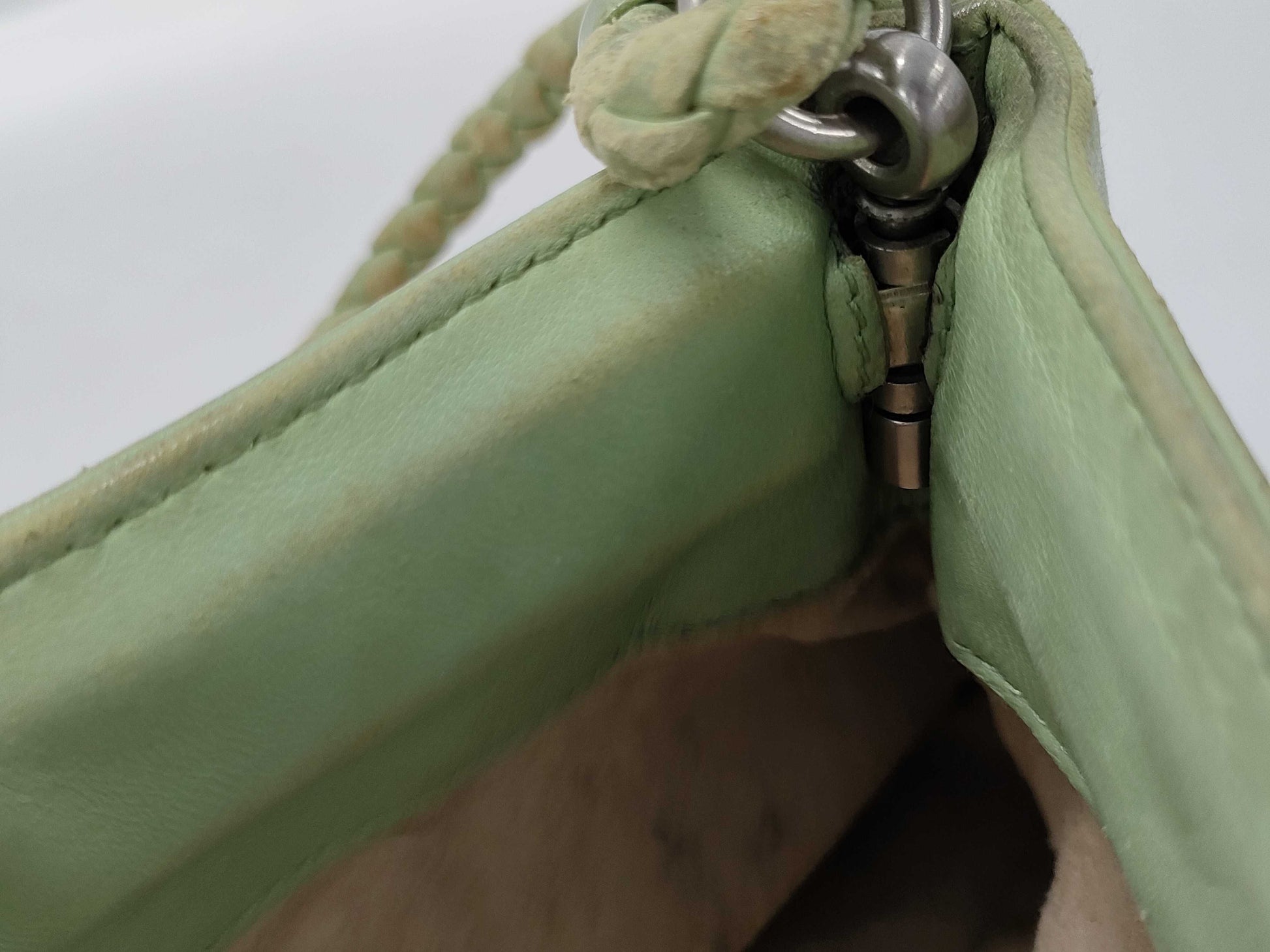 BOTTEGA VENETA Intrecciato Handbag Shoulder Accessory Pouch Leather Green Bag