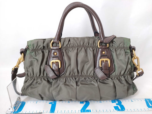 PRADA Nylon Prada Handbag Nylon Khaki Handbag