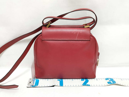 SAINT LAURENT TH - Saint Laurent Leather Studded Shoulder Bag Red Shoulder Bag