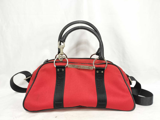 Dior ID-Christian Dior Hardcore Red 2WAY Handbag Canvas 01 MA 0043 Handbag