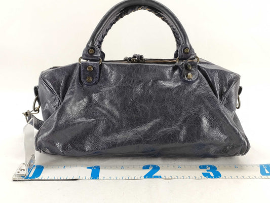 BALENCIAGA The City Leather 2-Way Handbag, Navy, 123523, with Mirror