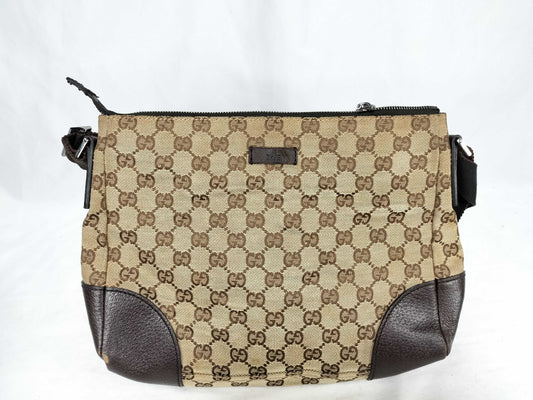 GUCCI GG Canvas Shoulder Bag, Brown, 114273 001998