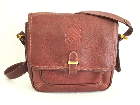 LOEWE Anagram Red Flap Shoulder Bag