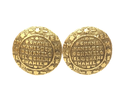 CHANEL 2821 Gold Earrings Vintage Earrings