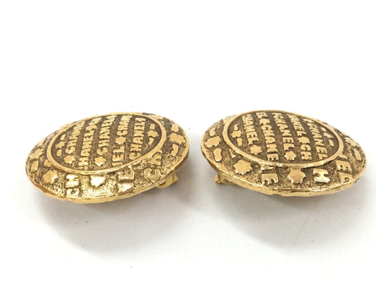 CHANEL 2821 Gold Earrings Vintage Earrings