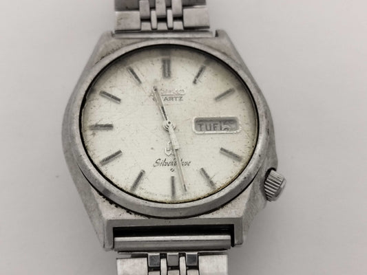 SEIKO Silver Wave 7546-8340 961498 /QZ Silver Dial Non-Working/No Operational Guarantee Men's Watch