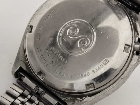SEIKO Silver Wave 7546-8340 961498 /QZ Silver Dial Non-Working/No Operational Guarantee Men's Watch