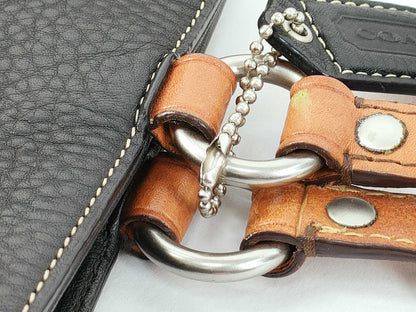 COACH Leather Handbag 10135 Black x Brown Handbag