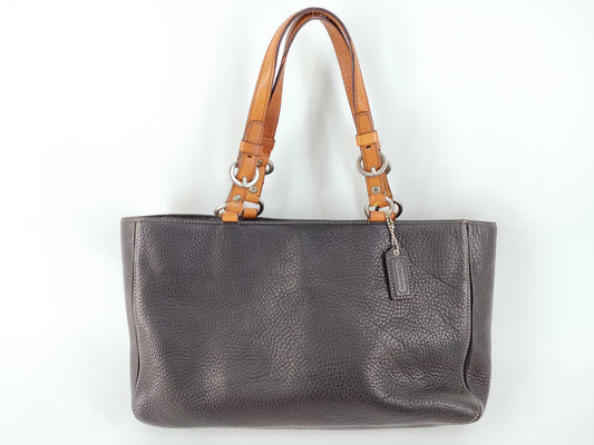 COACH Leather Handbag 10135 Black x Brown Handbag
