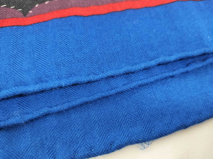 HERMES Ainu Heart Cashmere and Silk Stole Blue and Multicolor Scarf