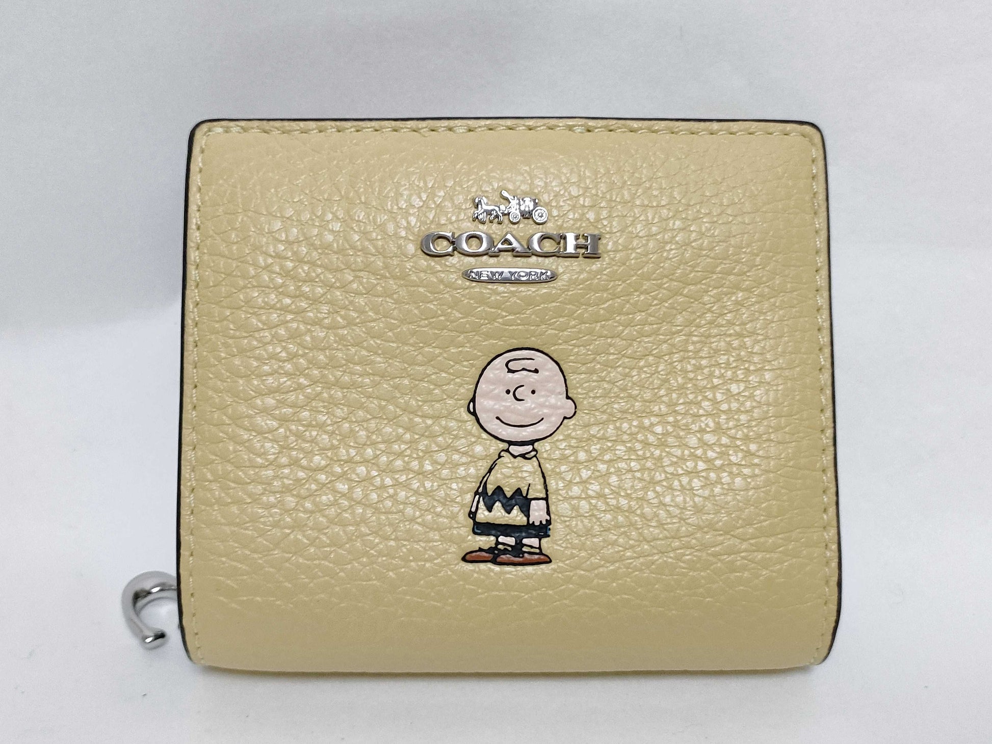 COACH Leather Bifold Wallet CBN90 Yellow Beige
