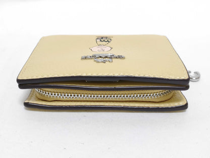 COACH Leather Bifold Wallet CBN90 Yellow Beige