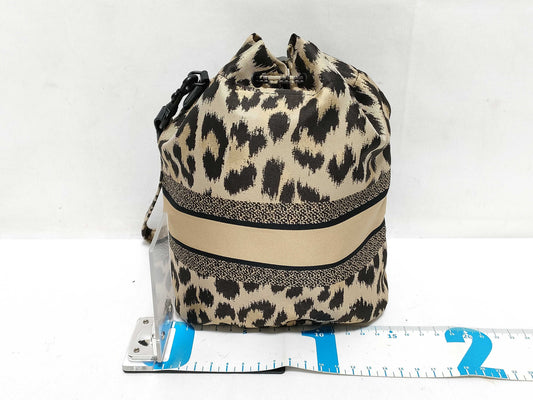 Dior Leopard Print Drawstring Bag Shoulder Bag