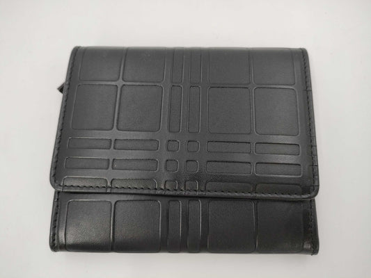 BURBERRY Burberry embossed check black leather wallet