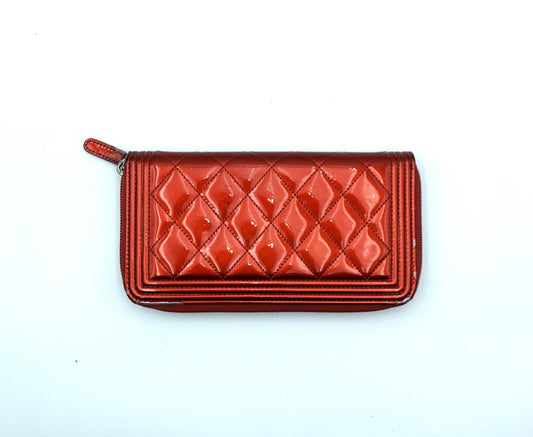 CHANEL Boy Chanel Long Wallet Red Wallet