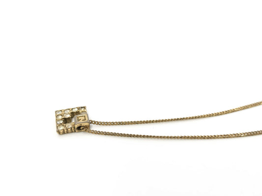 GIVENCHY Rhinestone Logo Necklace