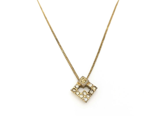 GIVENCHY Rhinestone Logo Necklace
