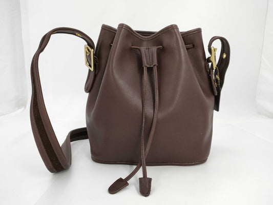 COACH Shoulder Bag, Drawstring, Leather, Brown