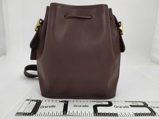 COACH Shoulder Bag, Drawstring, Leather, Brown