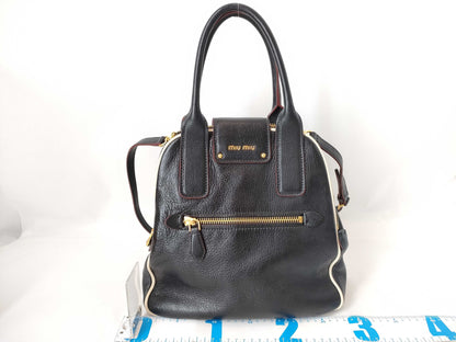 Miu Miu SG - Miu Miu RL0068 Leather 2-way Handbag Black