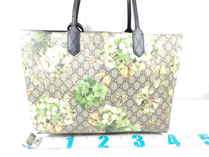 GUCCI GG Supreme PVC and Leather Tote Bag, Beige and Red, 368568 B