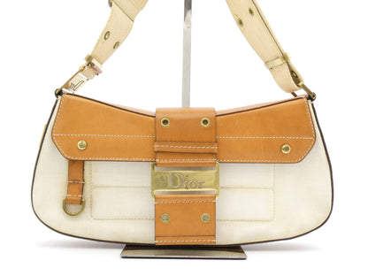 Dior Street Chic Leather Canvas Shoulder Bag
