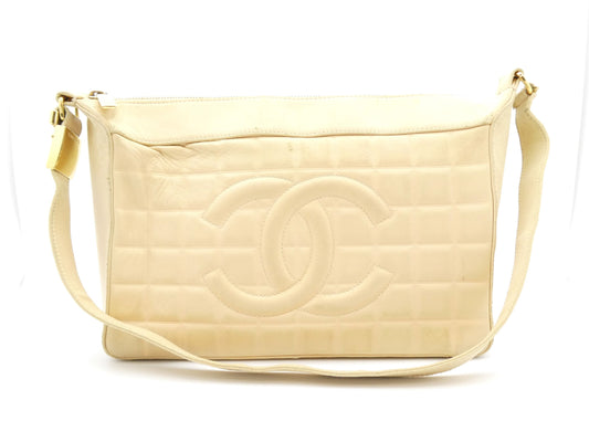 CHANEL Chocolate Bar Coco Mark Lambskin Shoulder Bag