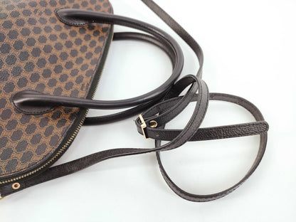 CELINE Black Macadam 2-way Half Moon Bag Handbag