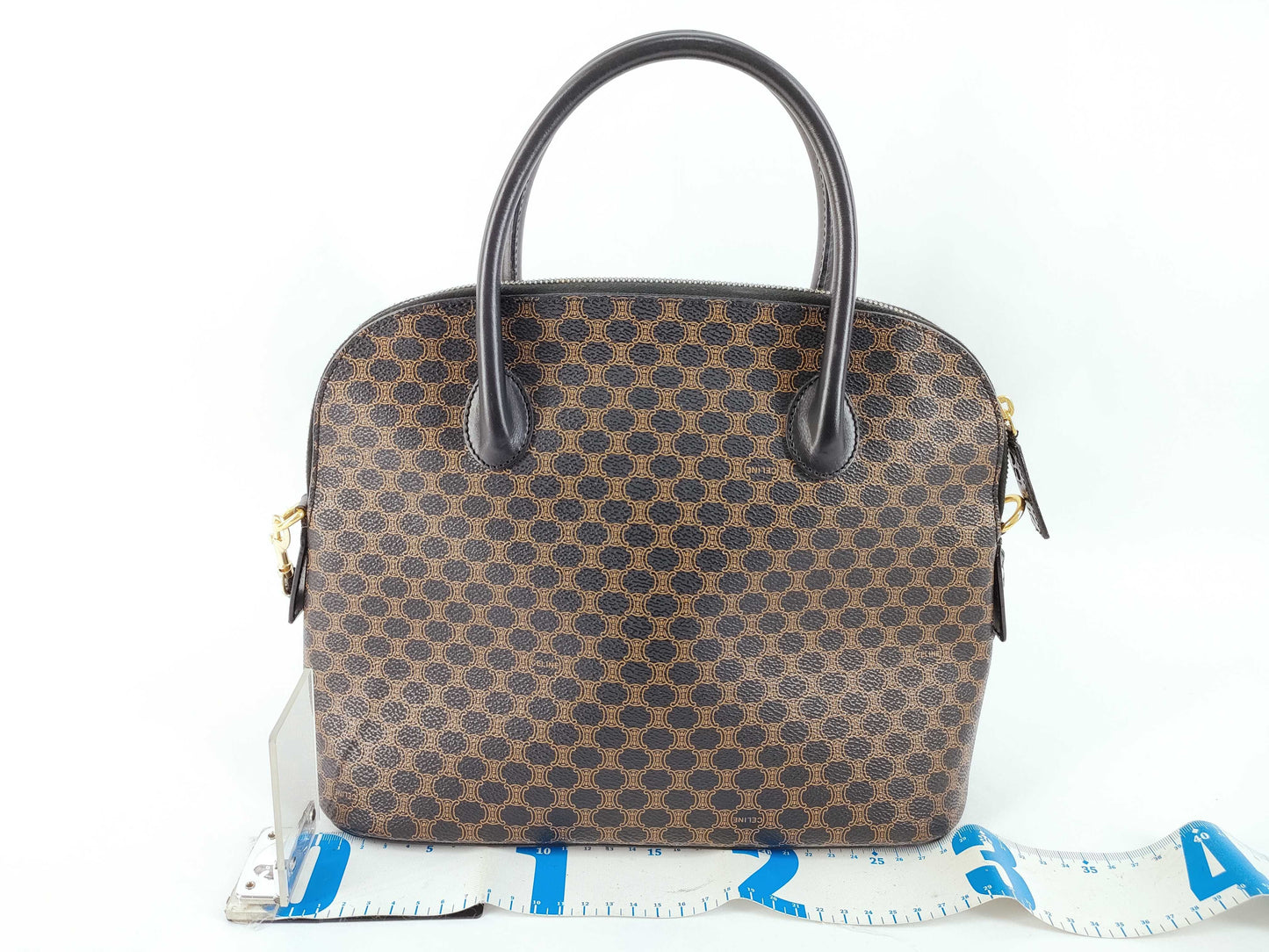 CELINE Black Macadam 2-way Half Moon Bag Handbag