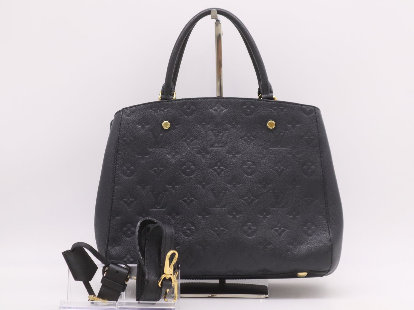 LOUIS VUITTON M41048 Unplanted Montaigne MM Noir TR3184 Handbag with Shoulder Strap, Crochette, Poignier, Cadena Keys x2
