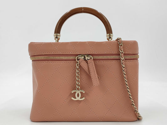 CHANEL CHANEL BAG CALF VANITY CORAL GOLD GHW CHAIN ​​SHOULDER BAG W/O CARD NO.26 Handbag