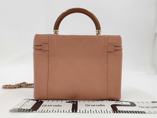 CHANEL CHANEL BAG CALF VANITY CORAL GOLD GHW CHAIN ​​SHOULDER BAG W/O CARD NO.26 Handbag