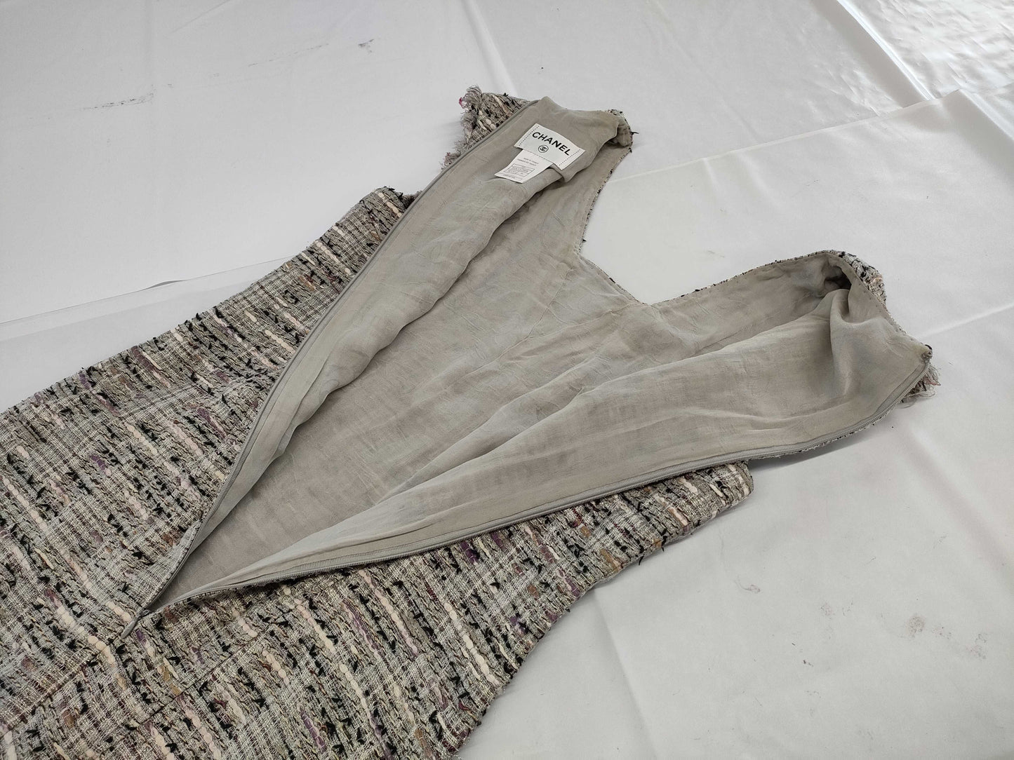 CHANEL Dress P32821V23008 08P #36 Tweed Multicolor Sleeveless