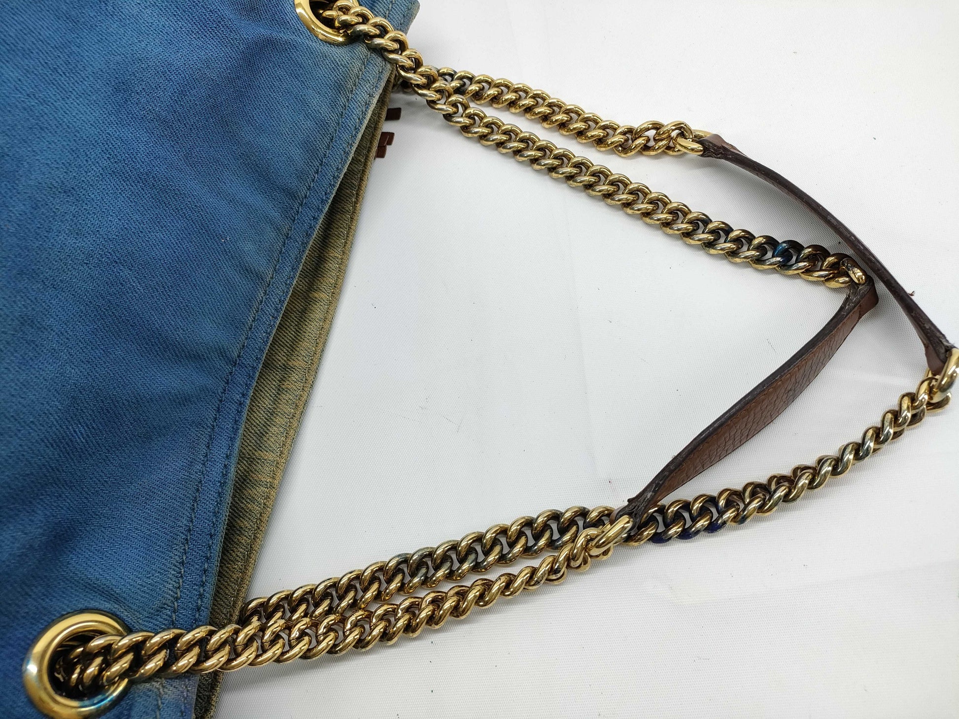 GUCCI Soho Denim Chain Tote Bag