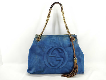 GUCCI Soho Denim Chain Tote Bag