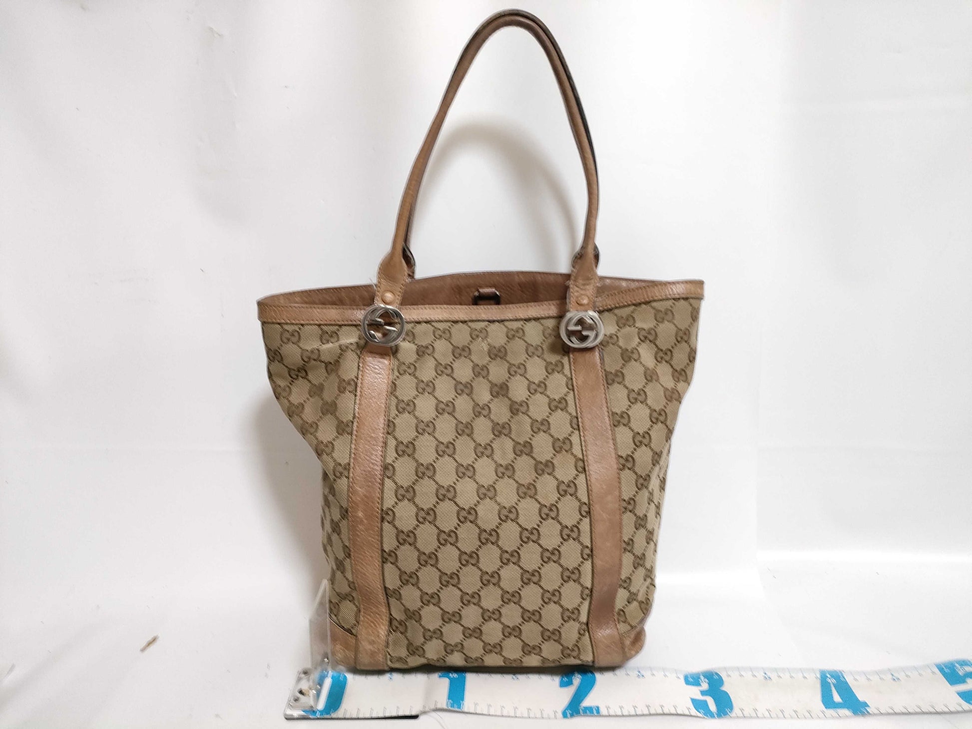 GUCCI Canvas Tote Bag with Heart Hardware