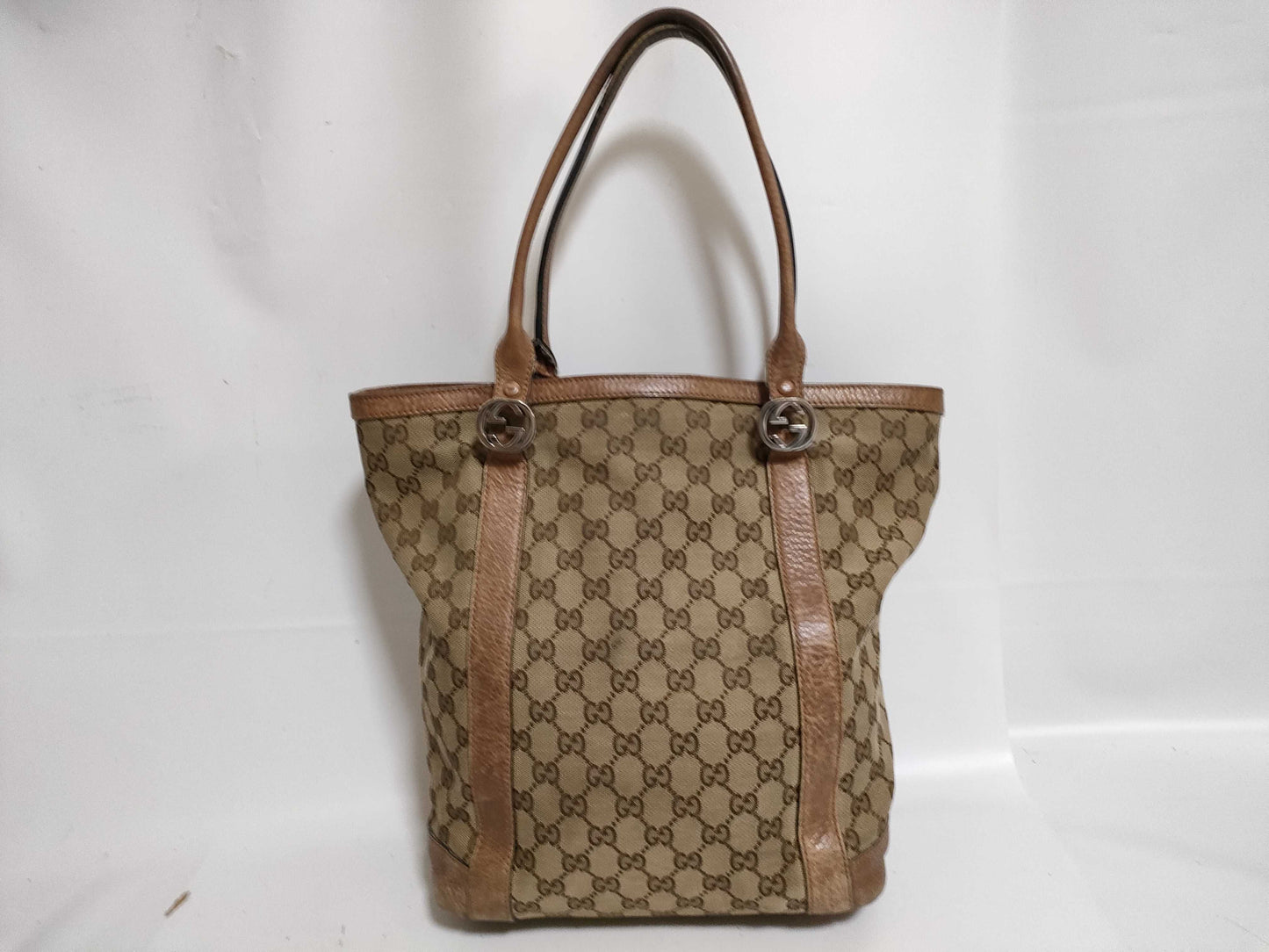 GUCCI Canvas Tote Bag with Heart Hardware