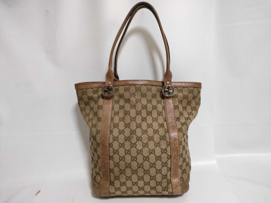 GUCCI Canvas Tote Bag with Heart Hardware