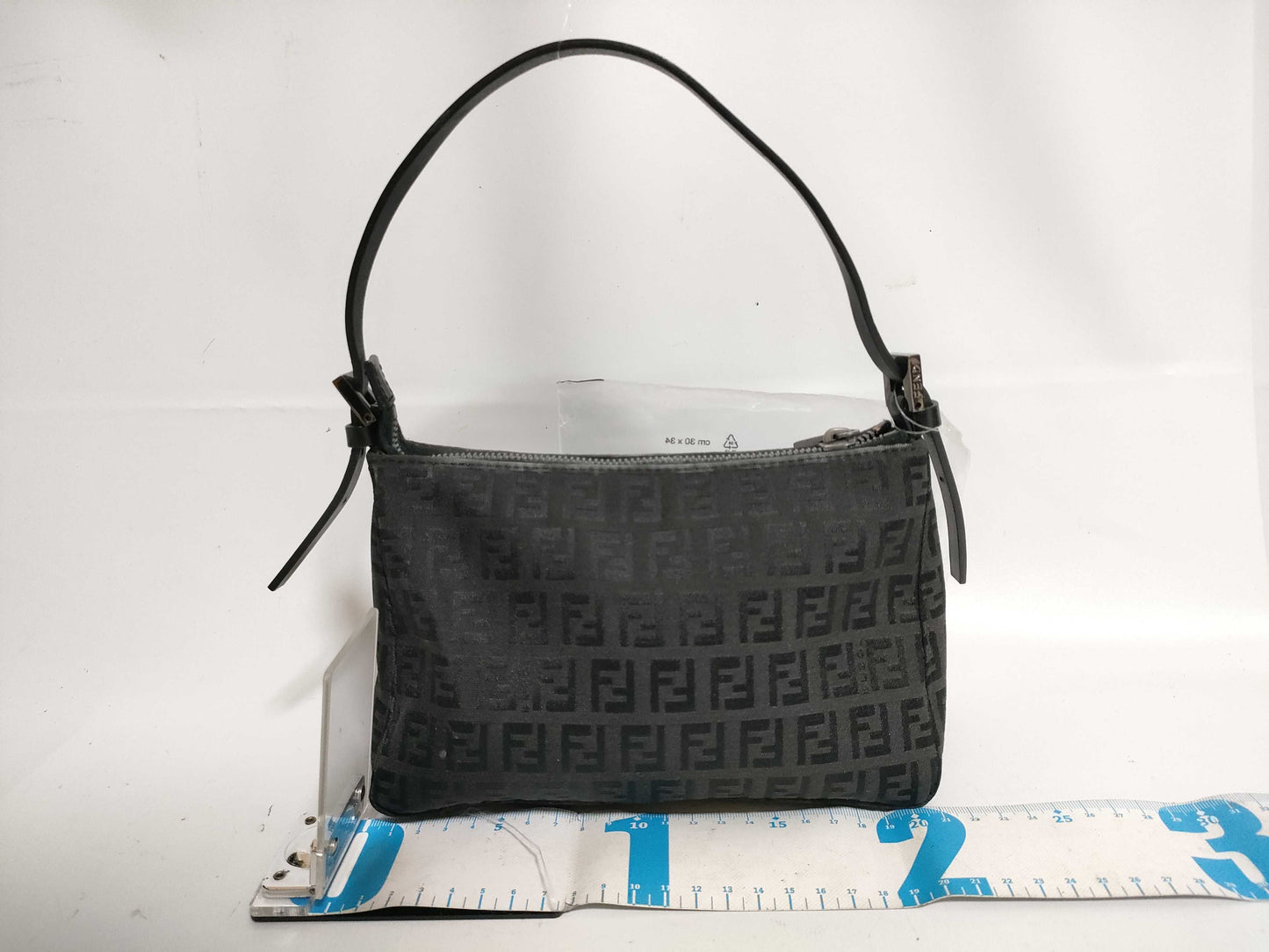 FENDI Zucchino Canvas and Leather Handbag