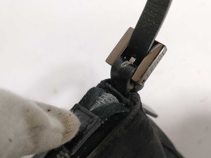 FENDI Zucchino Canvas and Leather Handbag