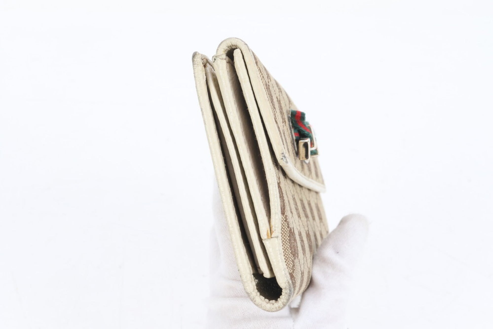 GUCCI GG Canvas Long Wallet with Sherry Ribbon