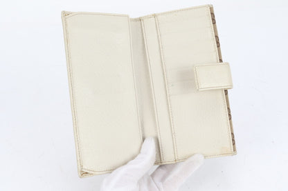 GUCCI GG Canvas Long Wallet with Sherry Ribbon